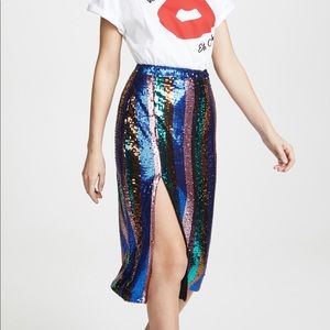 Sequin Stripe Pencil Skirt